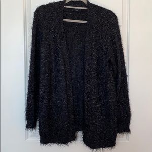 Apt. 9 Fluffy Black And Gold Cardigan Sweater 2000s